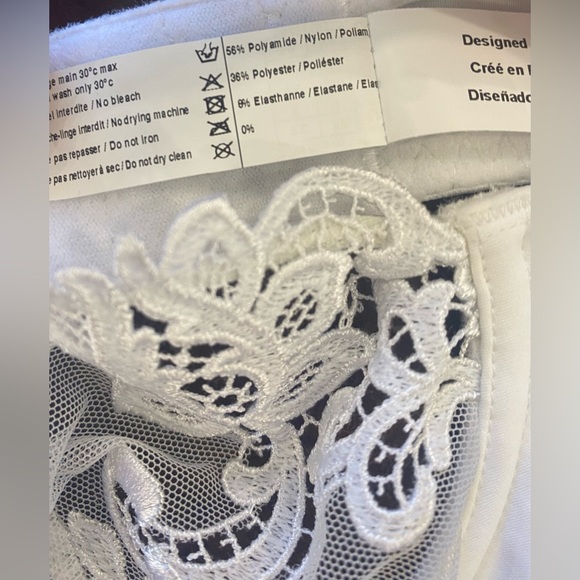 Simone Perele White Lace Sheer Mesh Underwire Demi Bra 34D - Picture 6 of 6